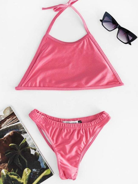 Set Bikini Sports Bra and Brazil Pink