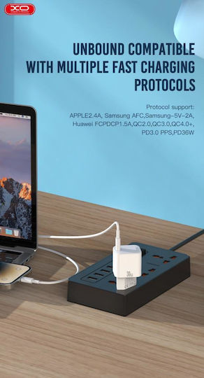 XO Φορτιστής Χωρίς Καλώδιο GaN με Θύρα USB-C 30W Power Delivery Λευκός (CE06)