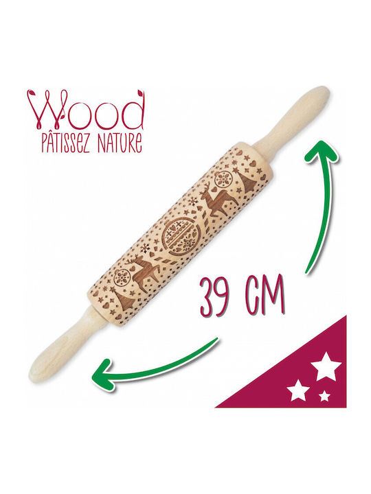 Weihnachtlicher Nudelholz Holz Beige L39xB4.5xH4.5xD4.5cm.