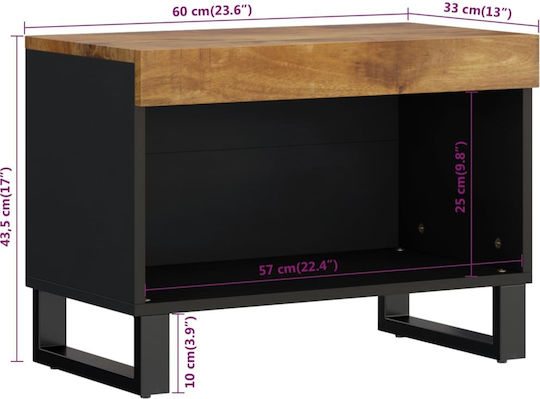TV-Ständer aus Massivholz Schwarz M60xP33xH43.5cm