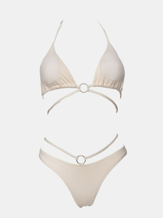 Set Bikini Triunghi Cu Burete Detașabil Bej