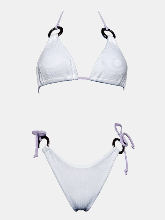 Set Bikini Triunghi Cu Burete Detașabil Alb