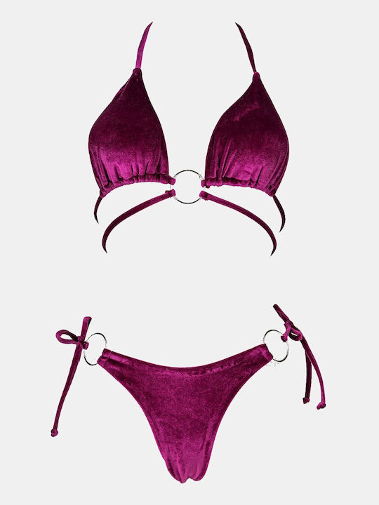 Set Bikini Dreieck mit Abnehmbarer Verstärkung & Brazil Lila