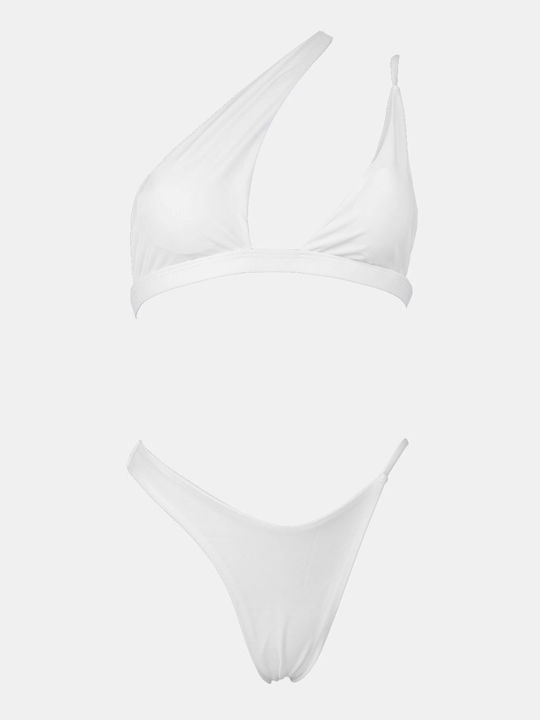 Bikini Set One Shoulder with Removable Padding & Brazil White