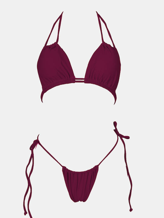 Set Bikini Triunghi Cu Burete Detașabil Burgund