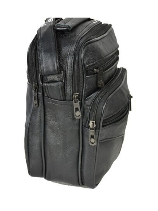 Mojo L303 Δερμάτινη Ανδρική Τσάντα Ώμου / Χιαστί σε Μαύρο χρώμα