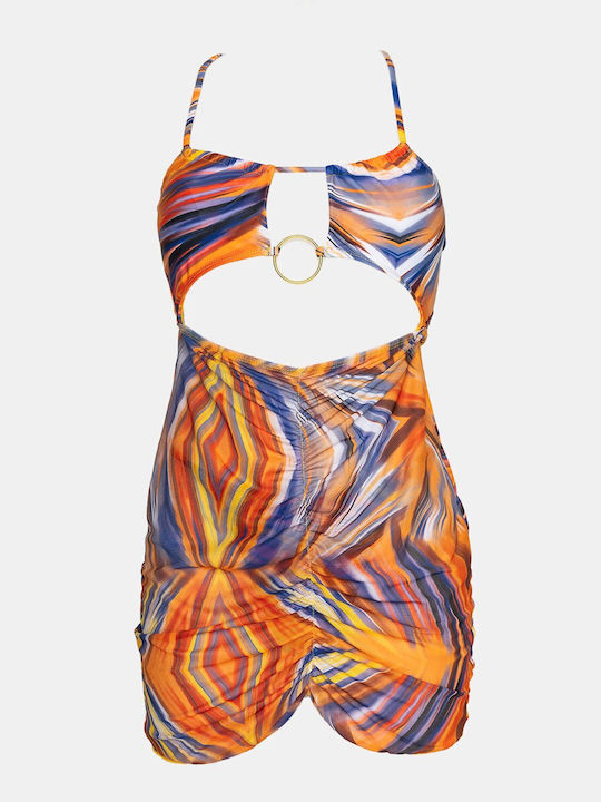 Set Bikini 3 Τεμαχίων Τριγωνάκι με Αφαιρούμενη Ενίσχυση & String Πορτοκαλί