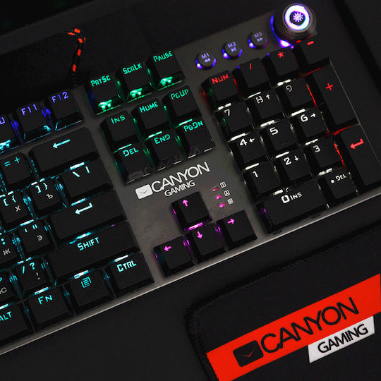 Canyon Nightfall Gaming Mechanical Keyboard with Custom Black Switches and RGB Lighting English US