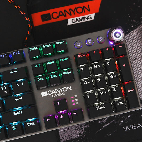 Canyon Nightfall Gaming Mechanical Keyboard with Custom Black Switches and RGB Lighting English US