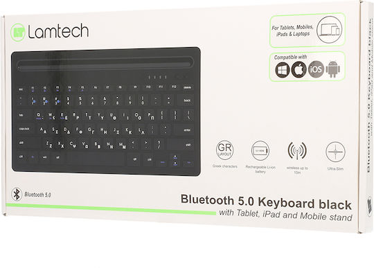 Lamtech LAM022124 Fără fir Bluetooth Doar tastatura pentru Tabletă Greacă Negru
