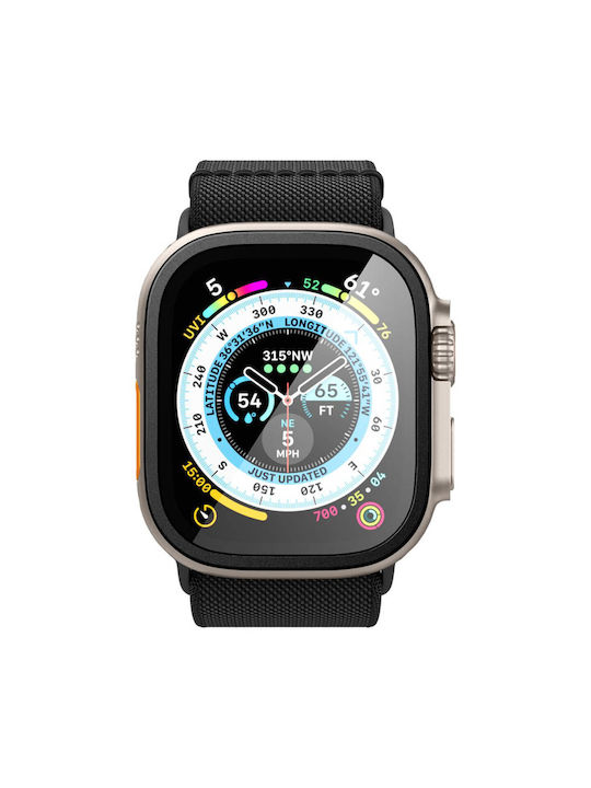 Spigen Glas.TR Slim Pro Plastic Case with Glass in Black color for Apple Watch Ultra 49mm