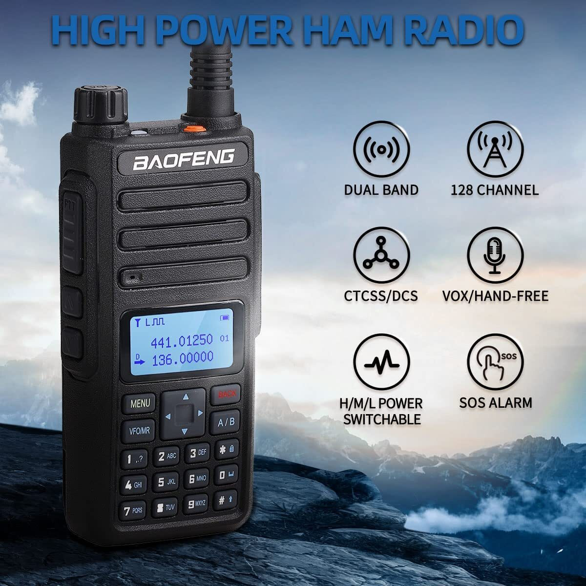 Baofeng BFH6 Ασύρματος Πομποδέκτης UHF/VHF 10W με Μονόχρωμη Οθόνη
