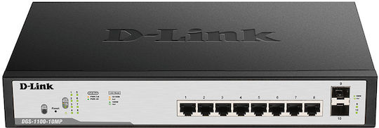 D-Link DGS-1100-10MPV2 Managed L2 PoE+ Switch με 8 Θύρες Gigabit (1Gbps) Ethernet και 2 SFP Θύρες