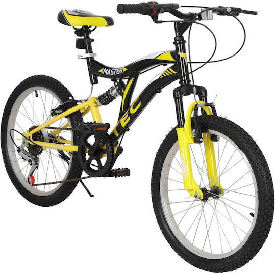 TEC Master 20’’ Black Yellow 20" Kids Mountain Bike 6 Gears Black