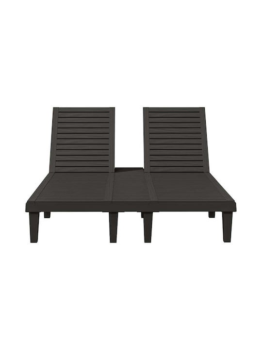 Șezlong Krepă Dublu Plastic Negru 155x138x83cm