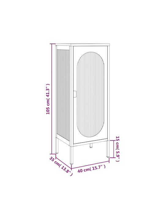 Floor-standing Living Room Display Cabinet made of Metal with Glass Black 40x35x105cm