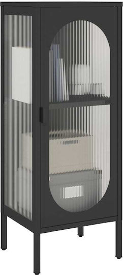 vidaXL Wohnzimmer Vitrine aus Metall mit Verglasung Schwarz 40x35x105cm