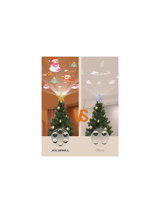 Κορυφή Αστέρι Φωτιζόμενη Χρυσή RGB Projector Santa Claus