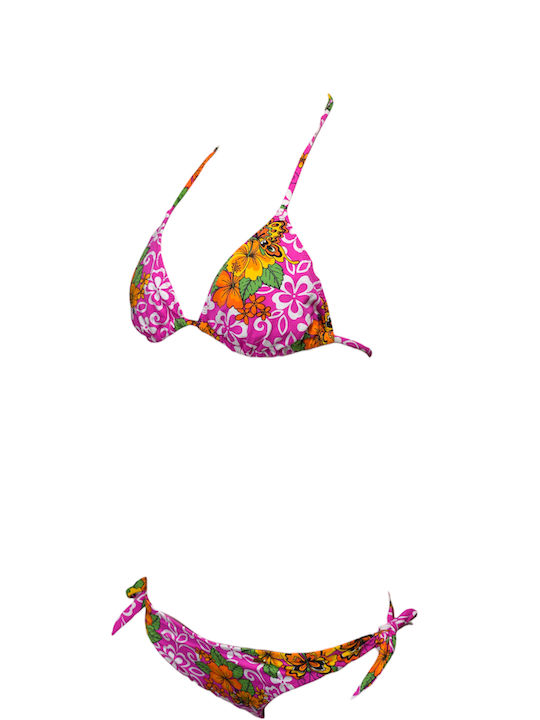 Apple Boxer Set Bikini Triunghi Floral Fuchsia