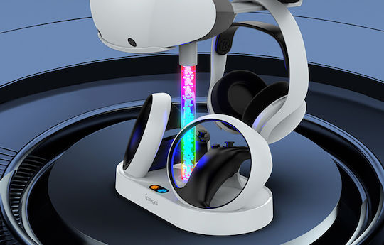 iPega Dual Charger Stand Βάση Φόρτισης για 2 χειριστήρια VR με φωτισμό LED Λευκή PG-P5V001PS VR2
