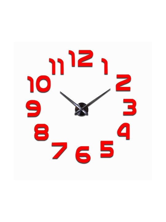 3D Wall Clock Sticker Plastic Red