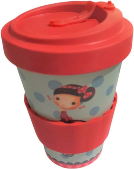 Woodway Little girl Mug Bamboo with Lid Red/Blue 400ml