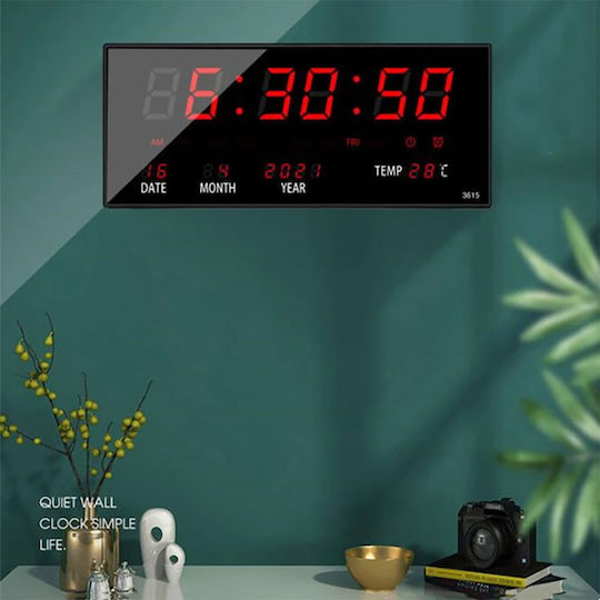 Wanduhr Digital Kunststoff Schwarz 47x23cm