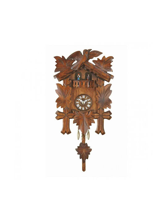 Antique Wall Clock Wooden Pendulum Brown