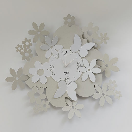 Arti E Mestieri 3D Wall Clock Metallic Ecru Ø45cm