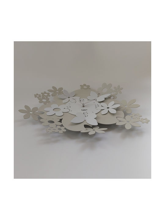 Arti E Mestieri 3D Ρολόι Τοίχου Μεταλλικό Εκρού Ø45cm
