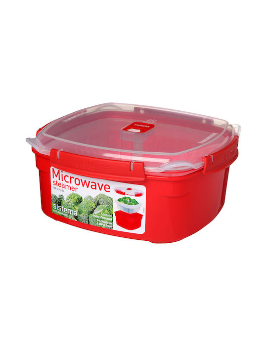 Sistema Lunch Box Plastic Κόκκινο Suitable for for Lid for Microwave Oven 3200ml 1pcs