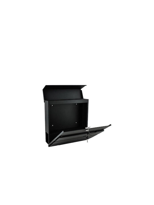 Malatec with Lock and Newspaper Holder Outdoor Mailbox Metallic in Black Color 37x10x36.7cm
