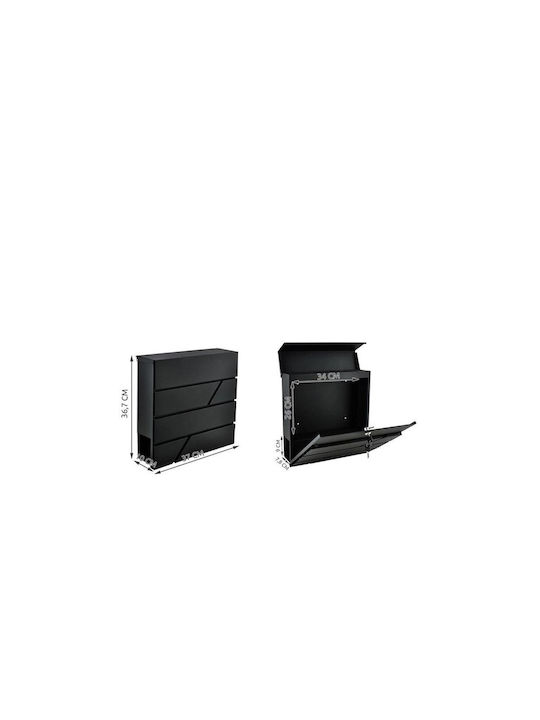 Malatec with Lock and Newspaper Holder Outdoor Mailbox Metallic in Black Color 37x10x36.7cm