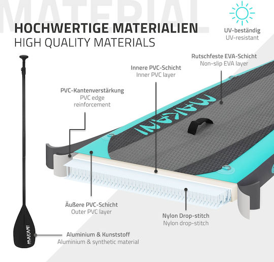 EDC Makani Дъска SUP с Дължина 3.2m Тюркоазен