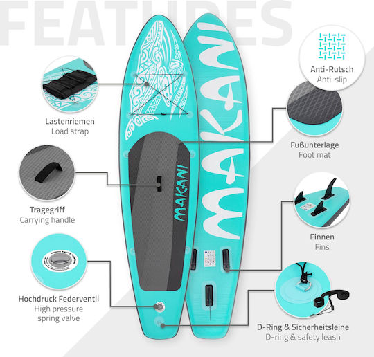 EDC Makani Дъска SUP с Дължина 3.2m Тюркоазен