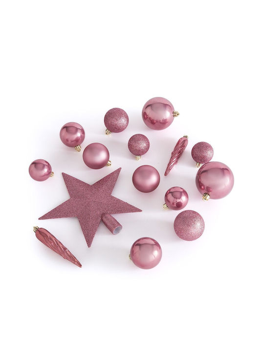 Set 33 Kunststoff Kugel Ornamente Rosa