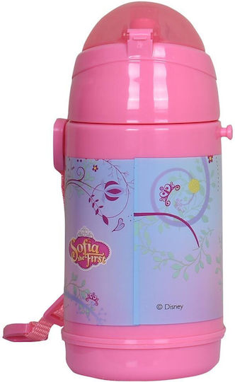 Sunce Sticlă pentru copii din plastic cu pai Roz 400ml