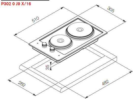 La Germania Domino Enamel Cooktop Autonomous Inox 30.5x51εκ. Silver