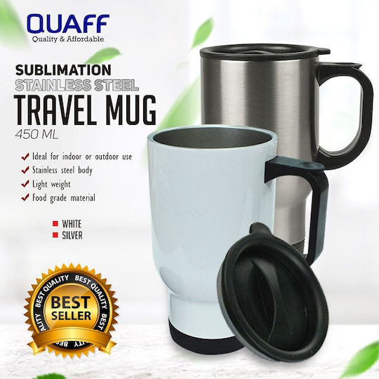 Koupakoupa Stainless Steel Thermos Bottle 450ml White with Handle