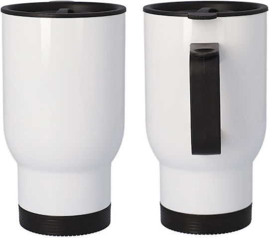 Koupakoupa Stainless Steel Thermos Bottle 450ml White with Handle and Straw