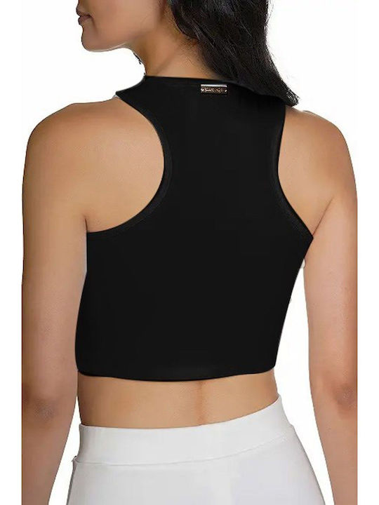 Kendall + Kylie pentru Femei Crop Top din Bumbac fără Mâneci Monocrom Negru