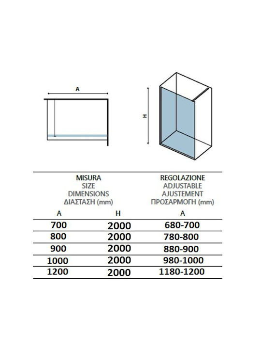 Orabella Serena Shower Screen for Shower 58-60x200cm Clean Glass Oro Rose Gold