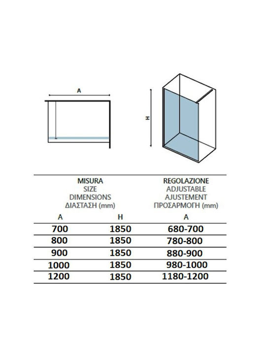 Orabella Serena Shower Screen for Shower 60x185cm Clean Glass Black Matt