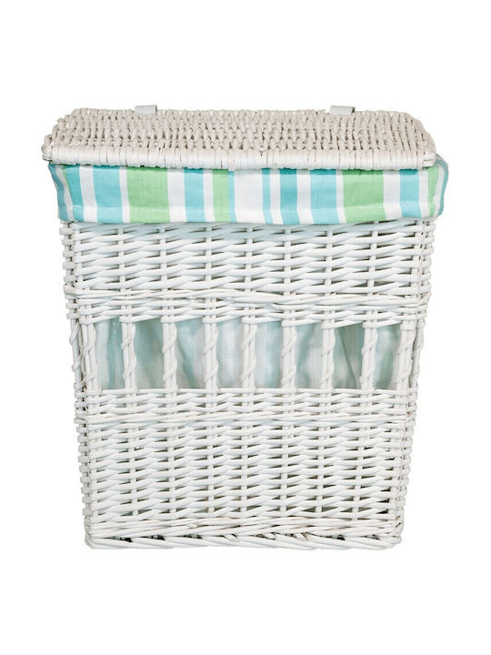 Bamboo Laundry Basket with Lid 27x17x35cm White