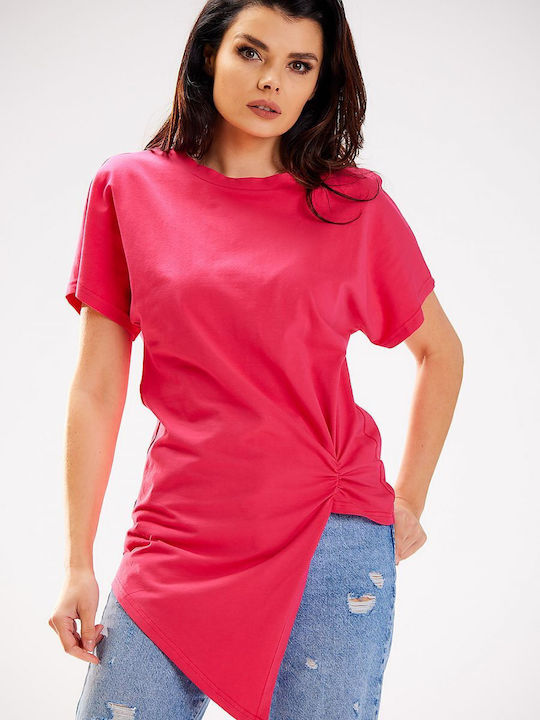 Infinite You Women's Summer Blouse Cotton Short Sleeve Pink