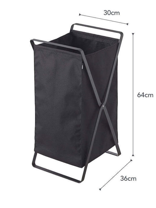 Yamazaki Laundry Basket Fabric Folding 30x36x64cm Black