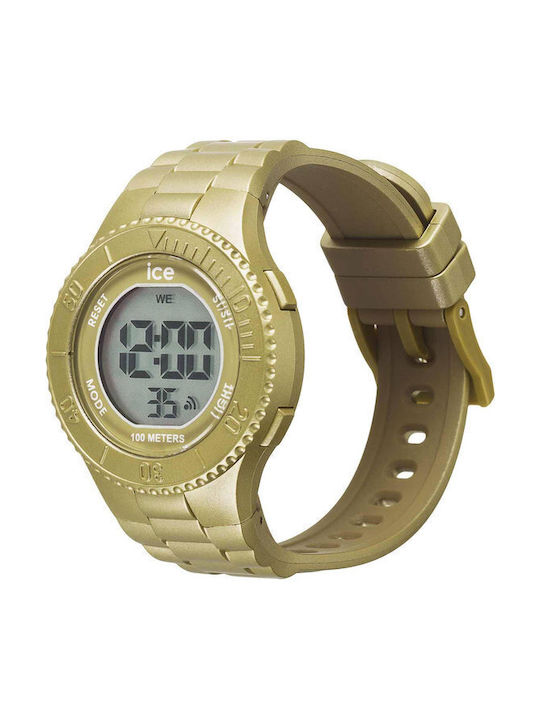 Ice Digital Watch Chronograph Battery with Gold Rubber Strap