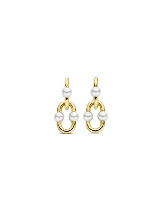 Ti Sento Earrings Pendants made of Silver Gold Plated with Pearls