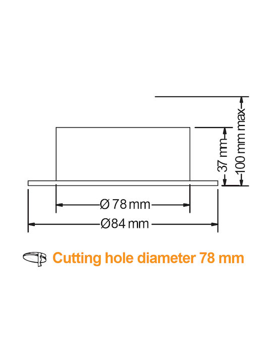 KT Lighting Στρογγυλό Μεταλλικό Χωνευτό Σποτ με Ντουί GU10 Λευκό 1τμχ