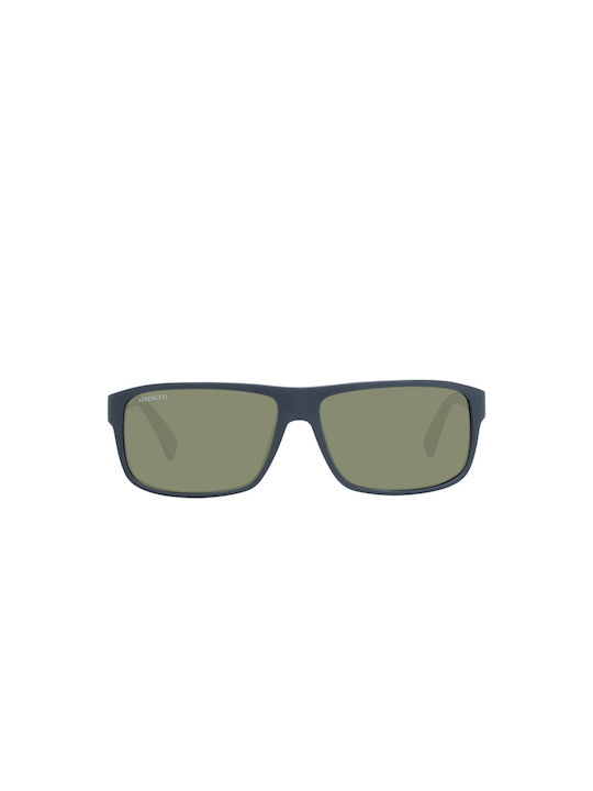 Serengeti Sunglasses with Blue Acetate Frame and Green Lenses 9056